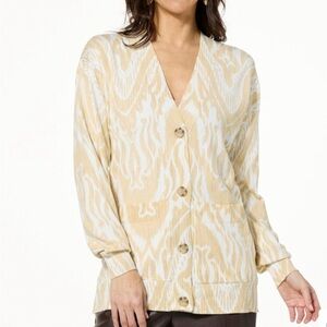 Kathy Ireland® Fashion 360 Maxima Printed Ikat Cardigan Size XL